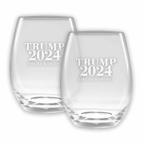 Trump 2024 Stemless Wine Glasses (set of 2)
