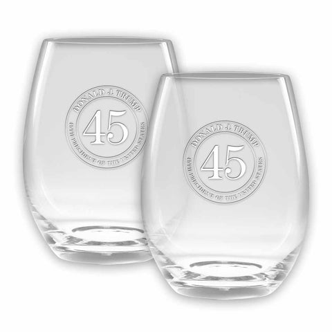 Trump 45 Stemless Wine Glasses (set of 2)